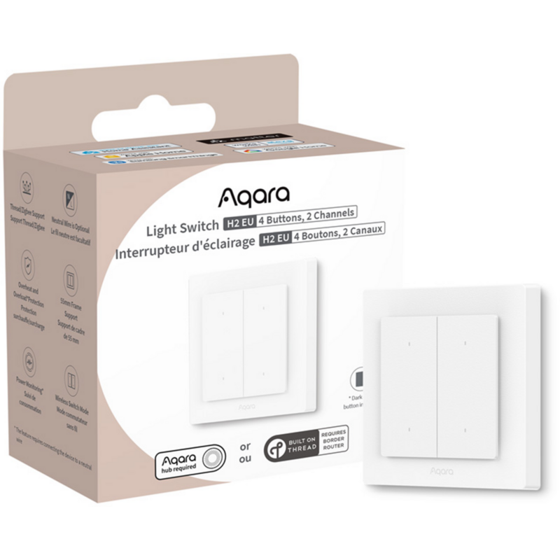 Aqara Lichtschalter H2 EU Schalter, weiß, 4 Tasten, 2 Kanäle