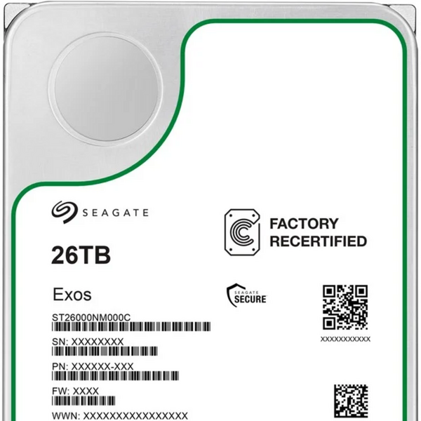 Seagate Exos 26 TB Generalüberholt Festplatte, SATA 6 Gb/s, 3,5", Generalüberholt