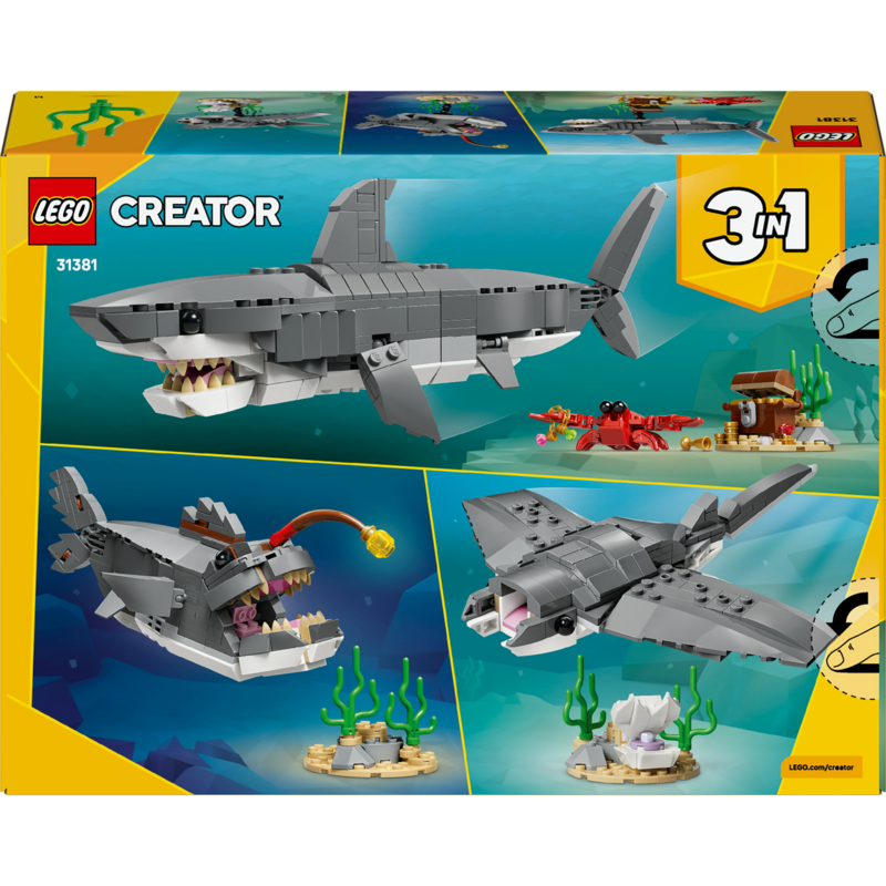 LEGO Creator 3-in-1 Wilder Hai mit Schatztruhe Konstruktionsspielzeug