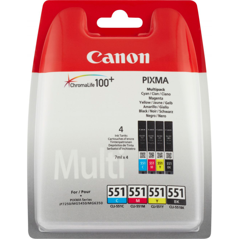 Canon Tinte Multipack CLI-551, Blister-Verpackung mit Sicherheitsband