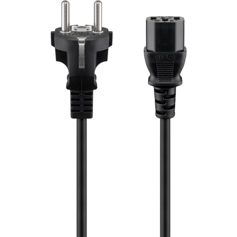 goobay Kaltgeräte Anschlusskabel C13 > Schutzkontakt-Stecker Kabel, schwarz, 1,5