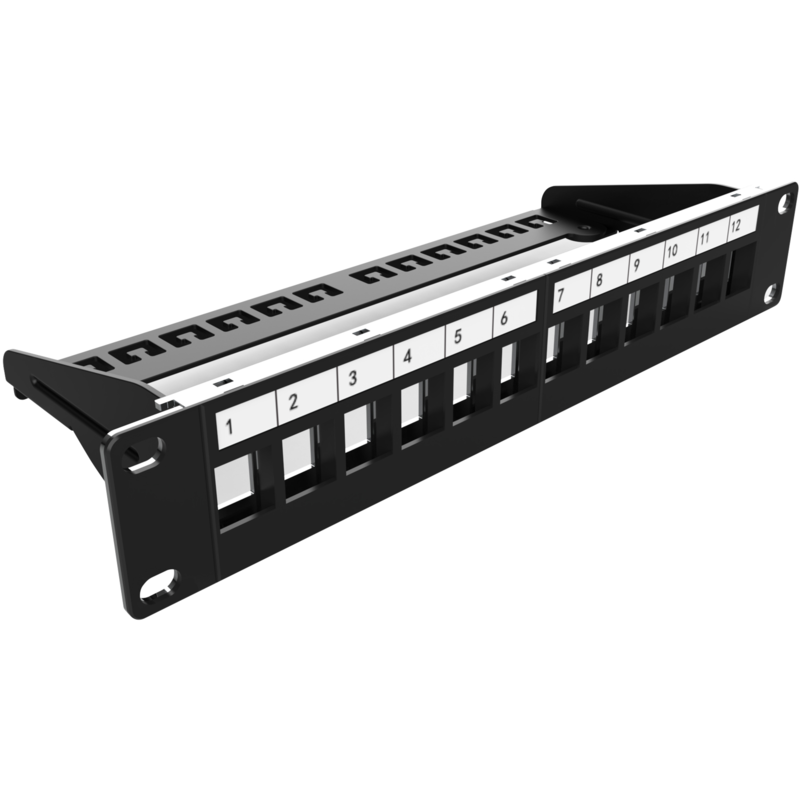 Digitus DN-91420 Patchpanel, schwarz, Rackmount (1 HE), 12-Port