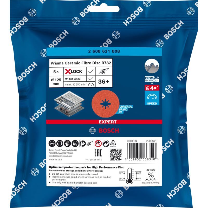 Bosch Professional X-LOCK Expert R782 Prisma Ceramic Fiberschleifscheibe, Ø