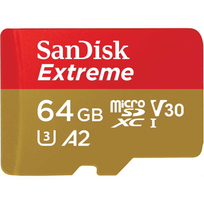 SanDisk Extreme 64 GB microSDXC Speicherkarte, UHS-I U3, Class 10, V30, A2