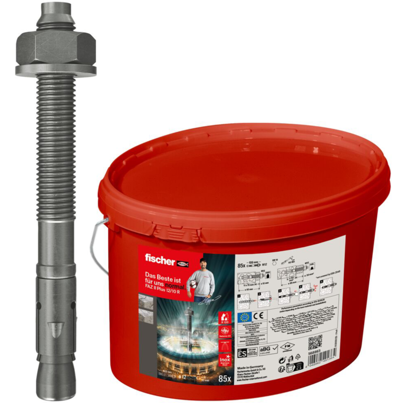 fischer Bolzenanker FAZ II Plus 12/10 R im Eimer Dübel, edelstahl, 85 Stück
