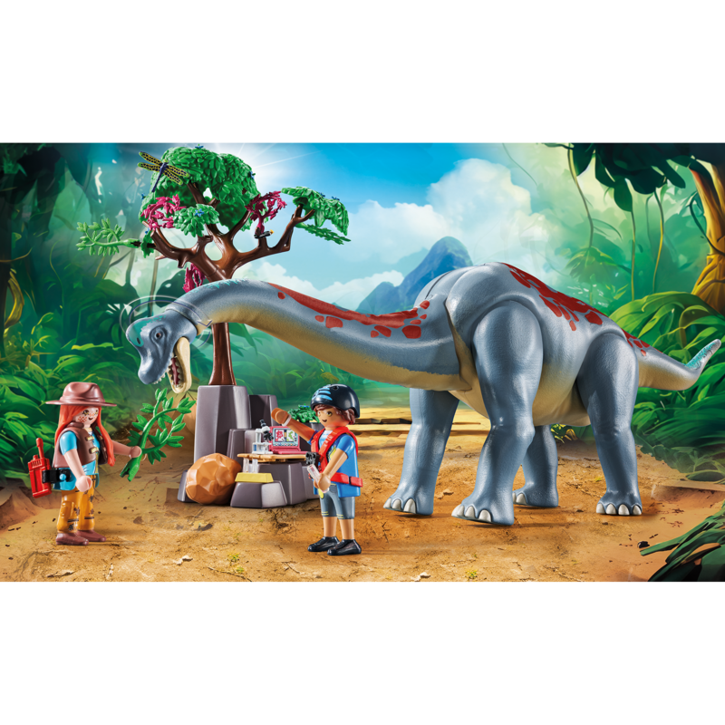 PLAYMOBIL Dinos Brachiosaurus-Begegnung mit Luftkissenboot