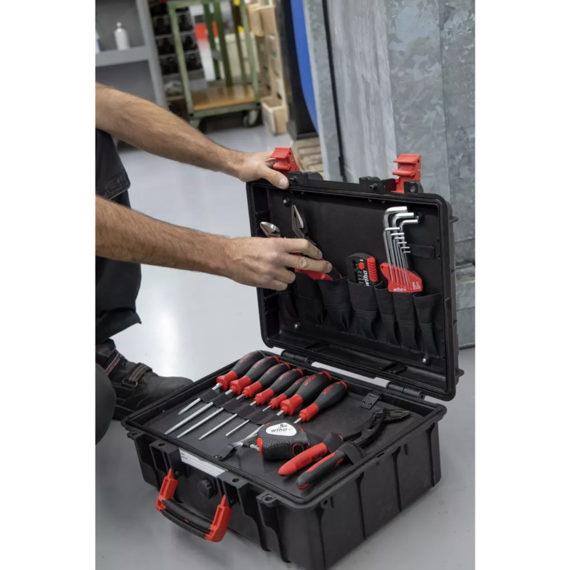 Wiha Werkzeugkoffer Basic L mechanic Werkzeug-Set, schwarz/rot, 36-teilig, mit