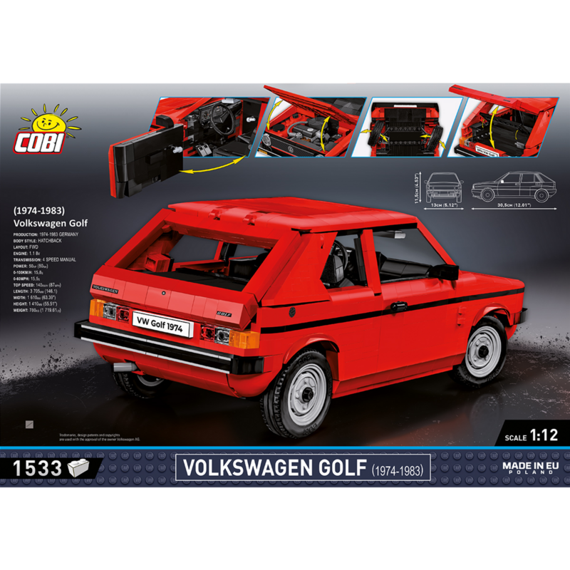 COBI Volkswagen Golf (1974-1983) Konstruktionsspielzeug, Maßstab: 1:12