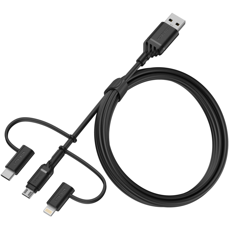 Otterbox USB 2.0 Kabel, USB-A Stecker > Micro-USB + USB-C + Lightning Stecker