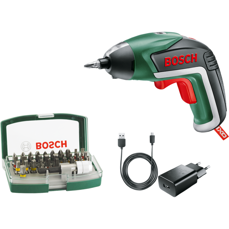 Bosch Heimwerken & Garten Akkuschrauber IXO 5, mit 32-teiligem Bit-Set