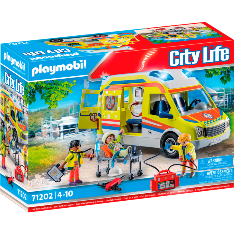 PLAYMOBIL City Life - Rettungswagen mit Licht und Sound Konstruktionsspielzeug