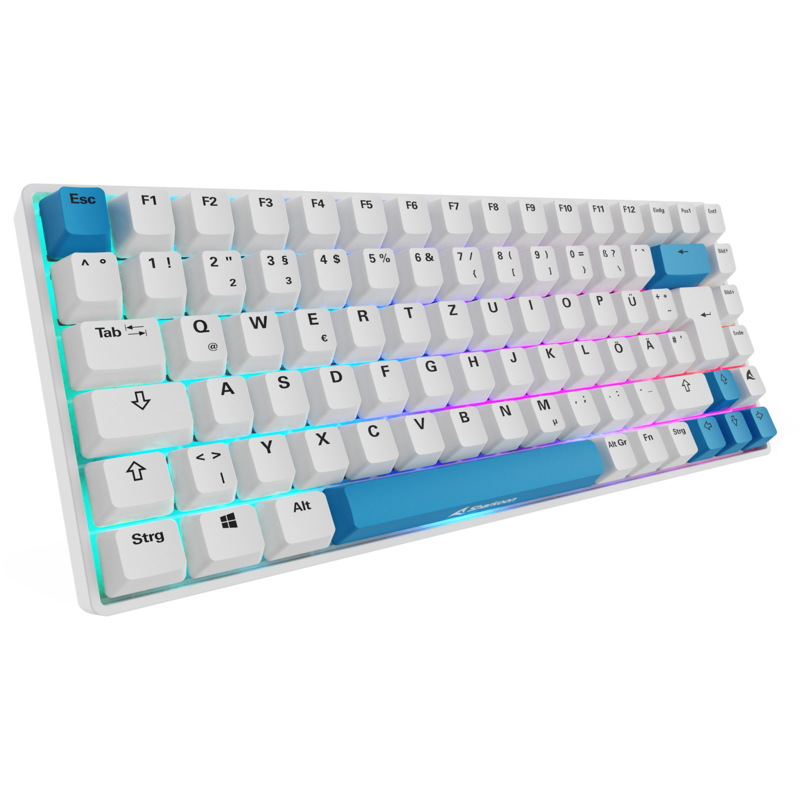 Sharkoon SKILLER SGK50 S3 PBT Gaming-Tastatur, weiß/hellblau