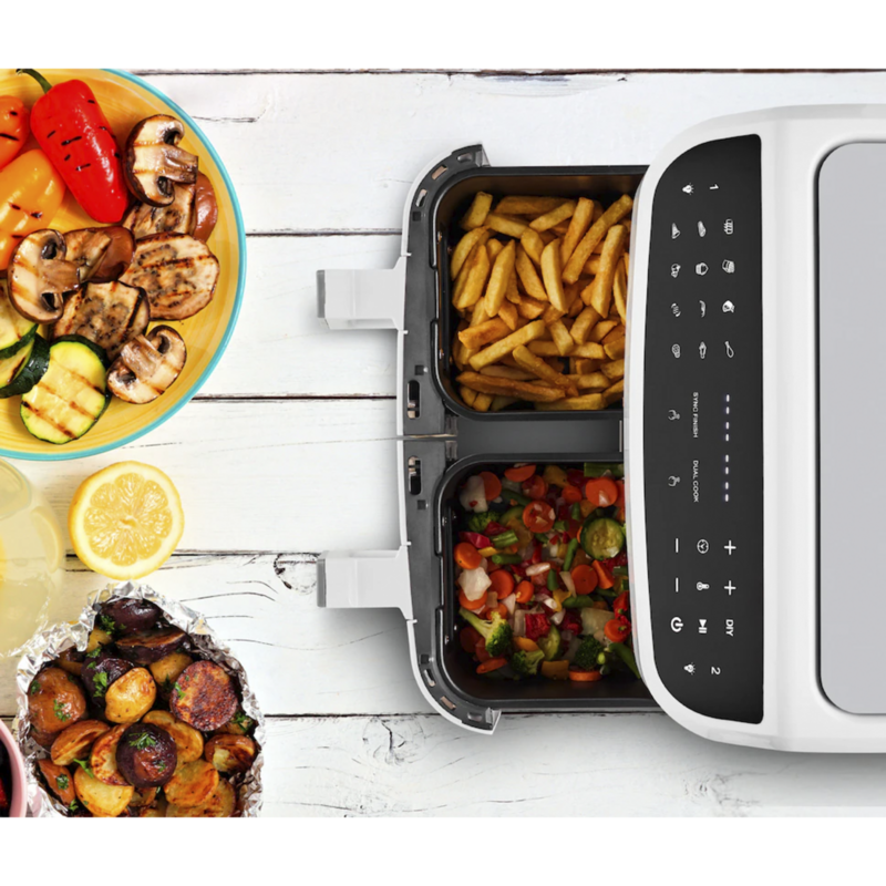 Medion Doppel Heißluftfritteuse Life P20 MD11760 XXL, weiß, 2.600 Watt, 2 Körbe