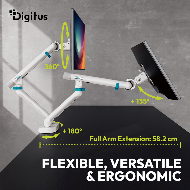 Digitus Dual Design Monitorhalterung, 2x 35", 2x 10 kg, weiß