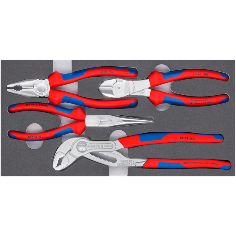 KNIPEX Zangen-Set "Basic Chrom" 002001V17, 4-teilig, präzise zugeschnittene