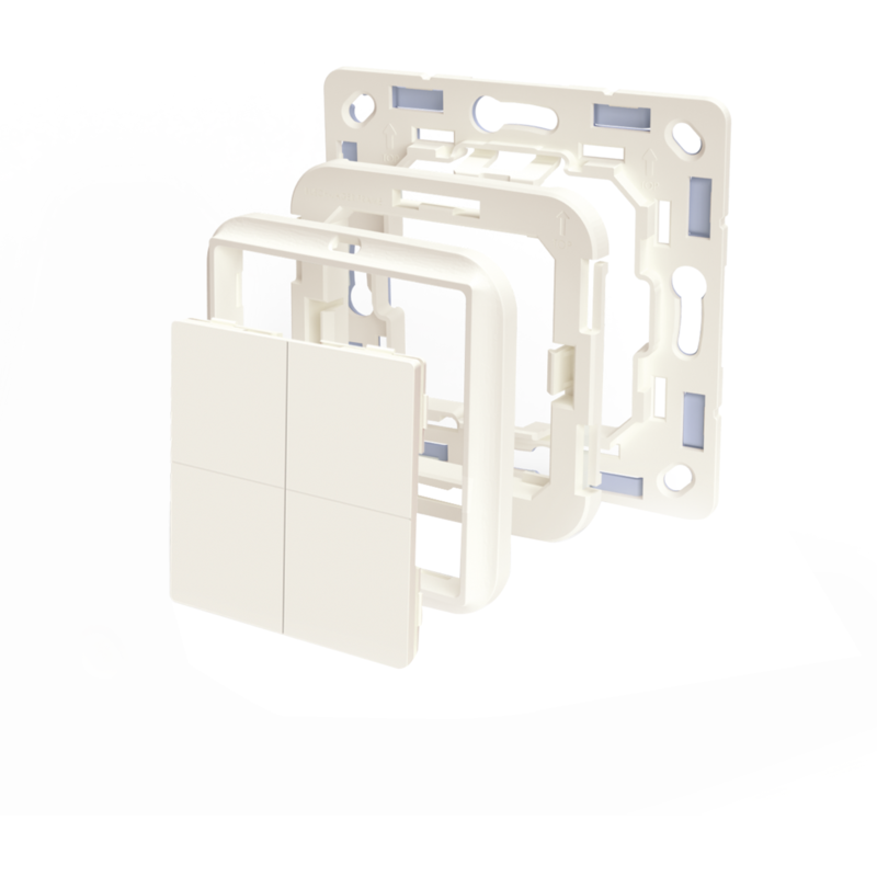 Shelly Adapter Busch-Jaeger, für Blu Wall Switch 4 Wandtaster, Elfenbein