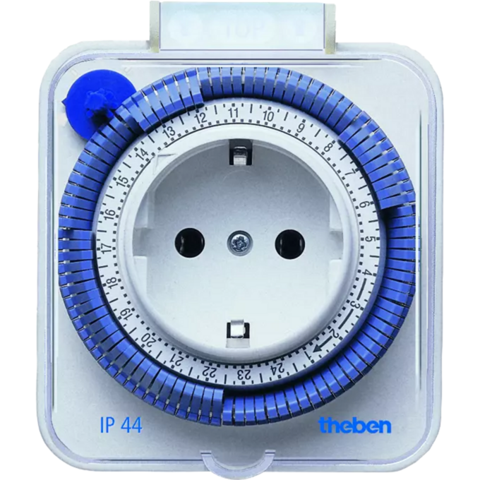 Theben Steckdosen-Zeitschaltuhr TIMER 26-IP44, weiß, Analoge Schaltuhr für