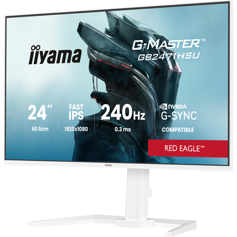 iiyama G-MASTER GB2471HSU-W1 Gaming-Monitor, weiß (matt), FullHD, Fast-IPS