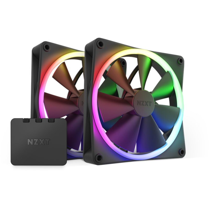 NZXT F140 RGB Twin Pack 140x140x26 Gehäuselüfter, schwarz, 2er Pack inkl. RGB &