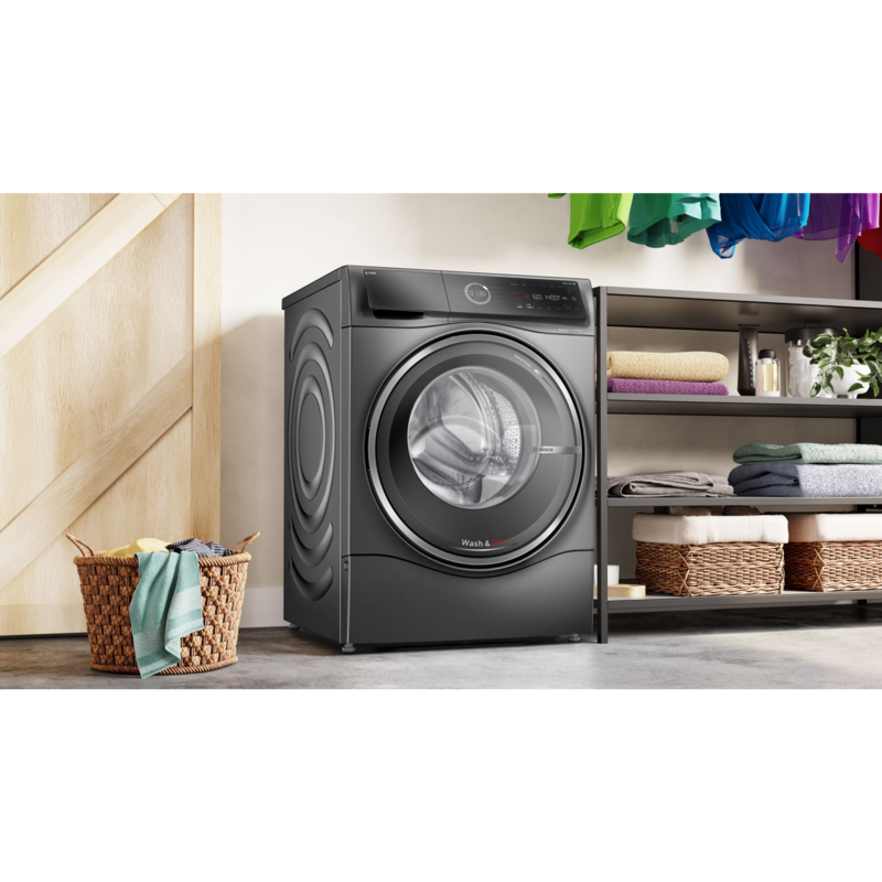 Bosch Home WNC254AS0 Serie 8 Waschtrockner, grau/schwarz, i-Dos, Home Connect, Gebraucht