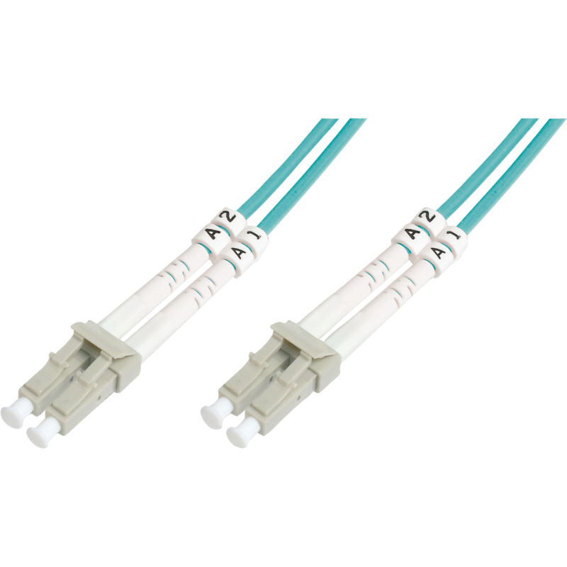 Digitus LWL Patchkabel, Duplex, LC > LC Stecker, Multimode OM3 Kabel, türkis, 15