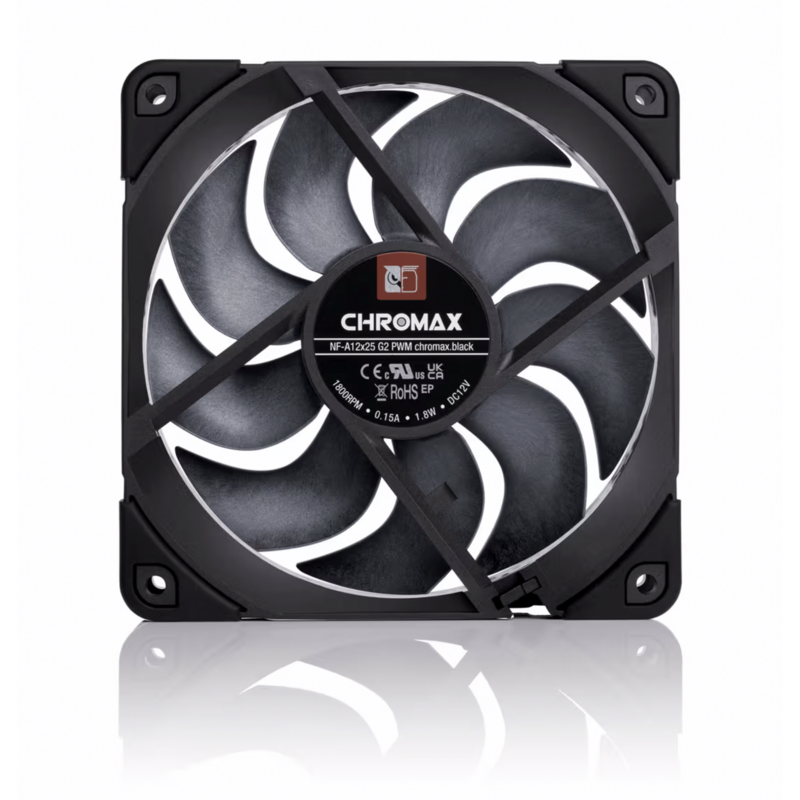 Noctua NF-A12x25 G2 PWM chromax.black Gehäuselüfter, schwarz, PWM-Anschluss