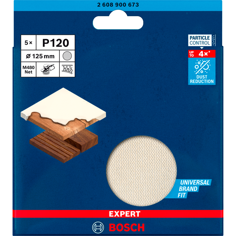 Bosch Professional Expert M480 Netzstruktur-Schleifblatt Ø 125mm, K120, 5 Stück