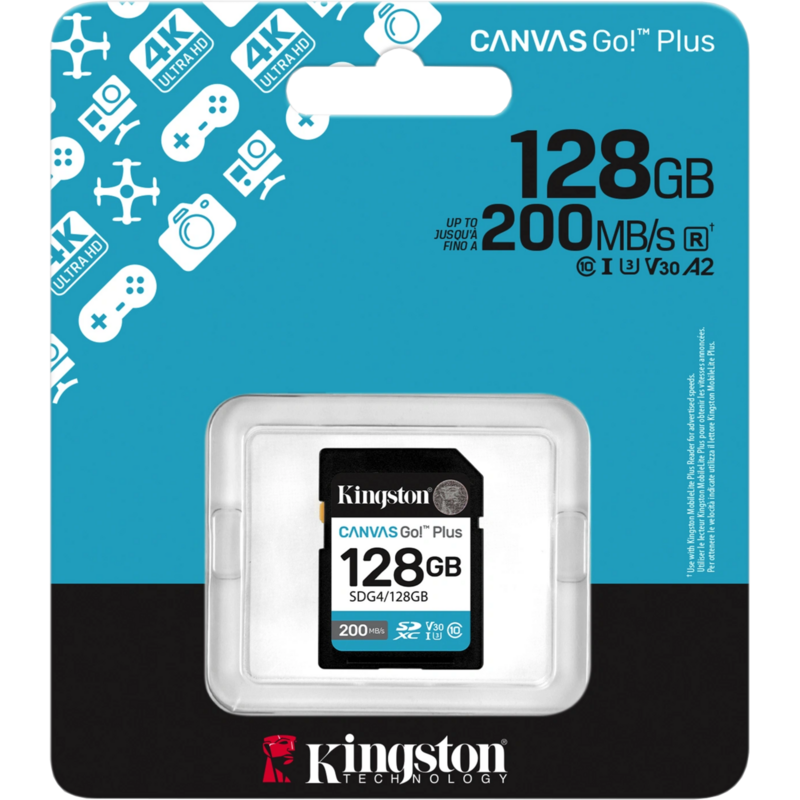 Kingston Canvas Go! Plus 128GB SDXC Speicherkarte, schwarz, UHS-I U3, Class 10