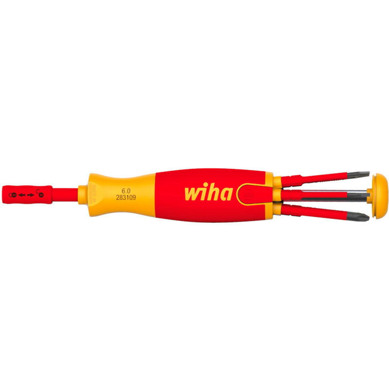 Wiha Schraubendreher mit Bit Magazin LiftUp electric, rot/gelb, 7-teilig
