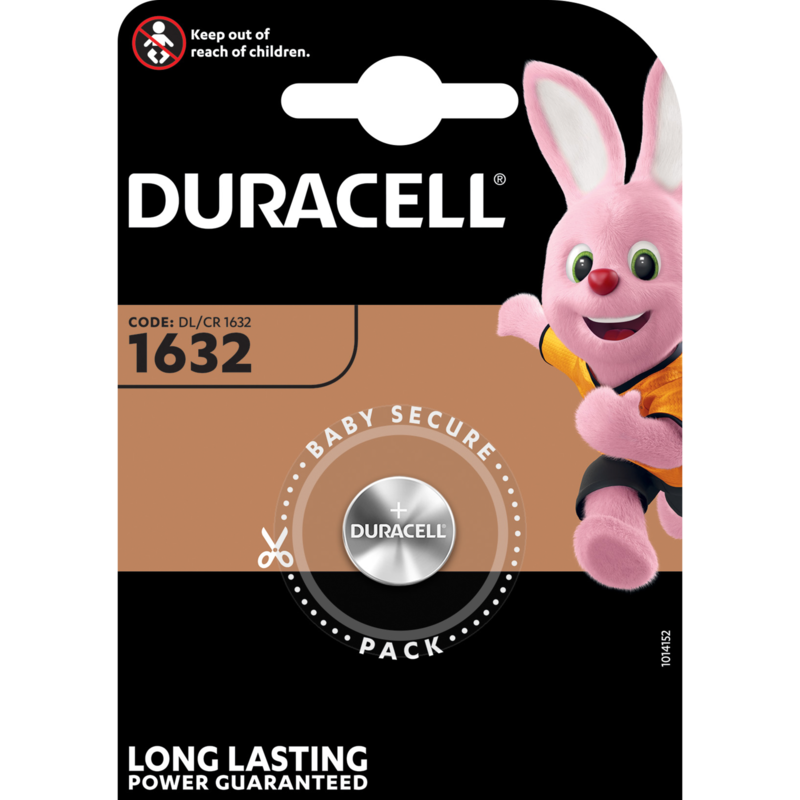 Duracell CR1632 Lithium-Knopfzelle 3V Batterie, 1 Stück, CR1632