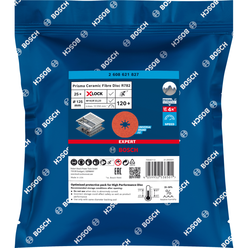 Bosch Professional X-LOCK Expert R782 Prisma Ceramic Fiberschleifscheibe, Ø