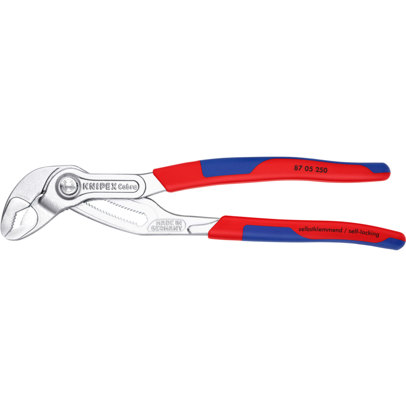 KNIPEX Cobra Rohr- / Wasserpumpen-Zange 87 05 250, rot/blau, Länge 250mm, für