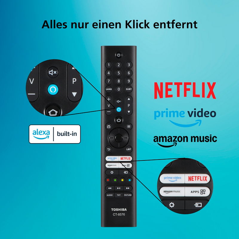 Toshiba 43UF3F63DAR LED-Fernseher, schwarz, UltraHD/4K, Triple Tuner, HDR, Fire
