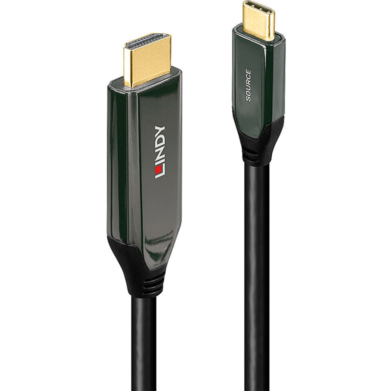 Lindy USB Adapterkabel, USB-C Stecker > HDMI 8K Stecker Kabel, schwarz, 1 Meter