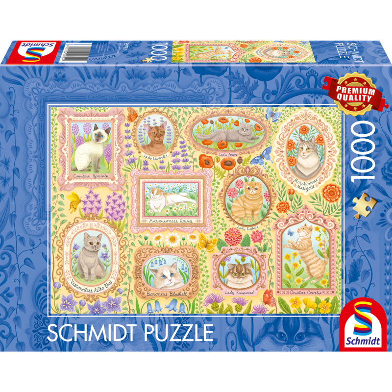 Schmidt Spiele Adelige Katzen in Blütenpracht Puzzle, 1000 Teile