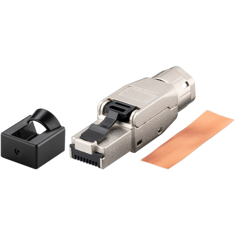 goobay CAT 8.1 feldkonfektionierbarer RJ-45 Stecker, STP, Metallgehäuse