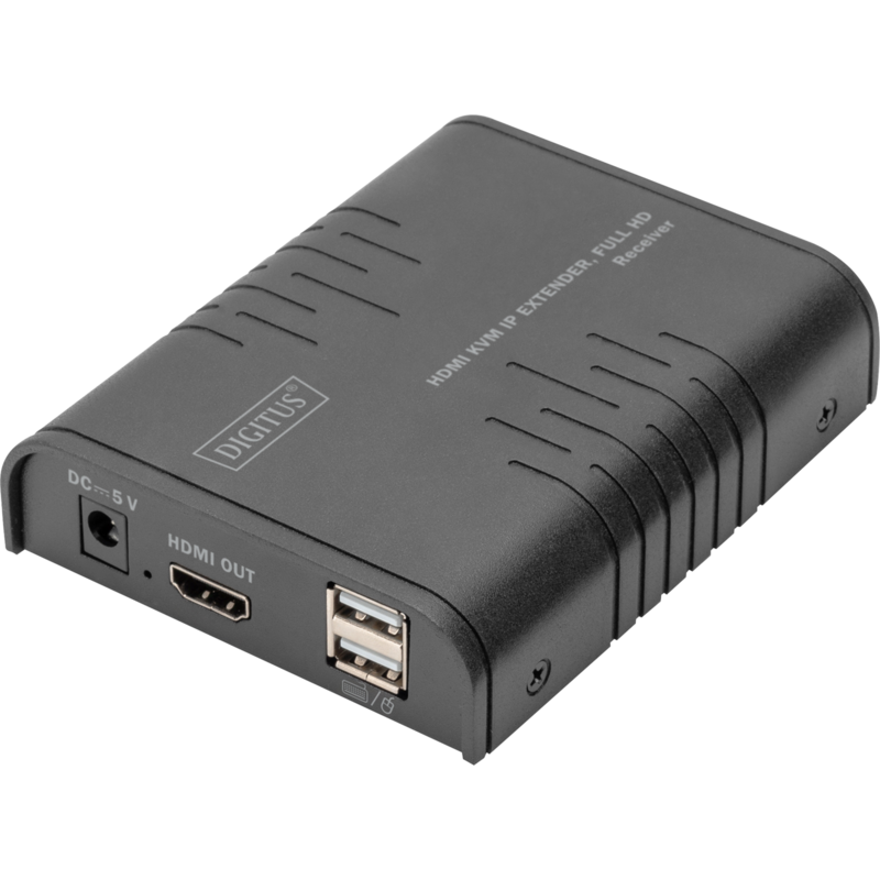 Digitus HDMI KVM IP Extender Receiver KVM-Switch, schwarz, Full HD
