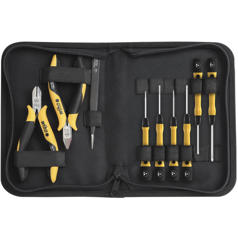 Wiha Werkzeug-Set ESD, rot/gelb, 10-teilig, mit Tasche
