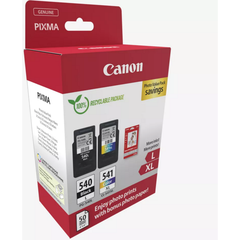 Canon Tinte Photo Value Pack PG-540L/CL-541XL, inkl. 50 Blatt 10x15 Fotopapier