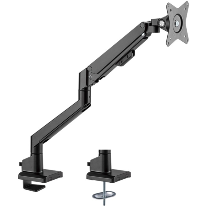 goobay Single-Monitorhalterung mit Gasdruckfeder, schwarz, für Monitore von 17"