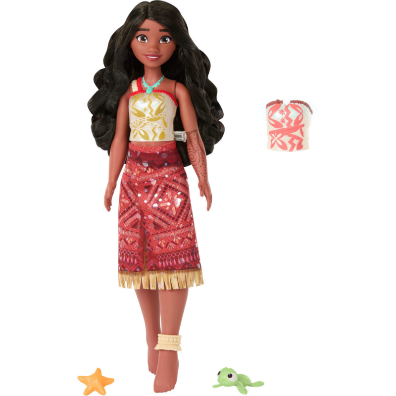Mattel Disney Vaiana 2 schwimmende Tautai Vaiana-Modepuppe Puppe, mit 2