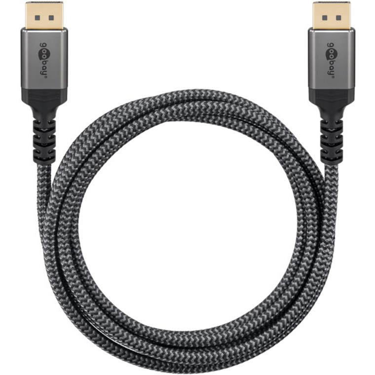 goobay Plus DisplayPort 2.0/2.1 Kabel, 16K @ 60Hz, 80 Gbit/s, grau, 3 Meter