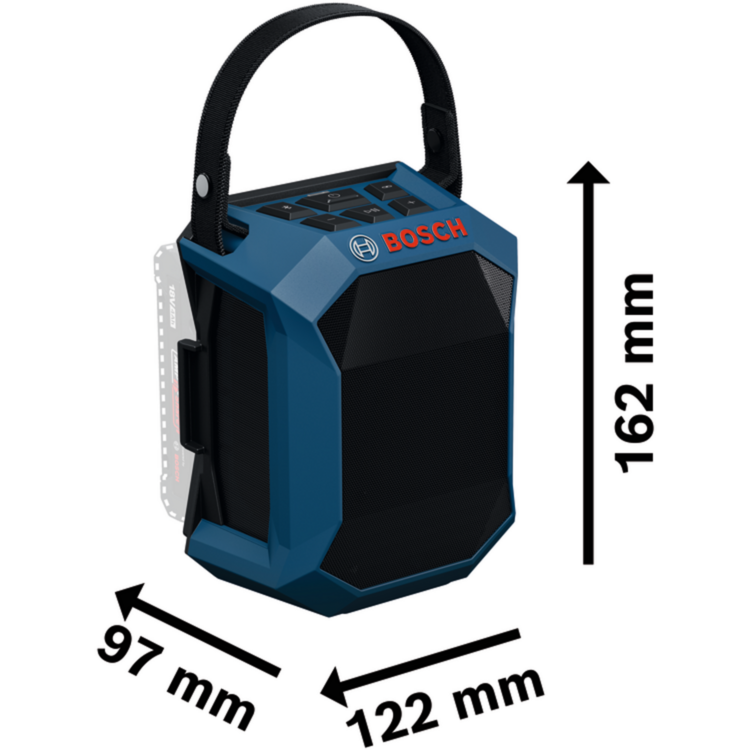 Bosch Professional GPB 18V-1 C Lautsprecher, blau/schwarz, Bluetooth, USB-C