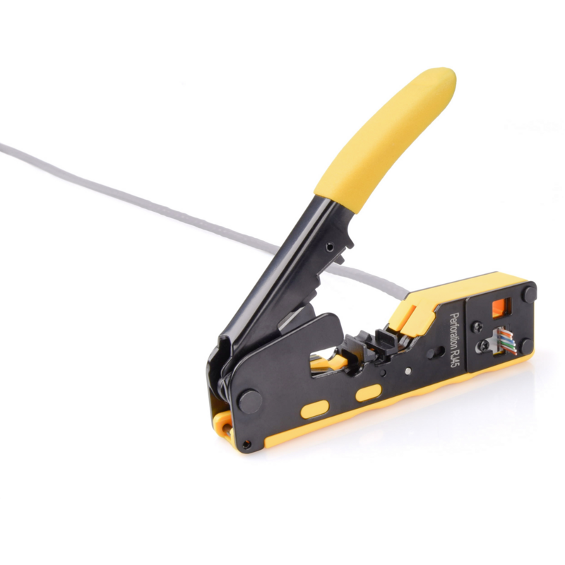 Digitus Multimodulares Crimpwerkzeug, Pass through Crimpzange, gelb, Inkl.