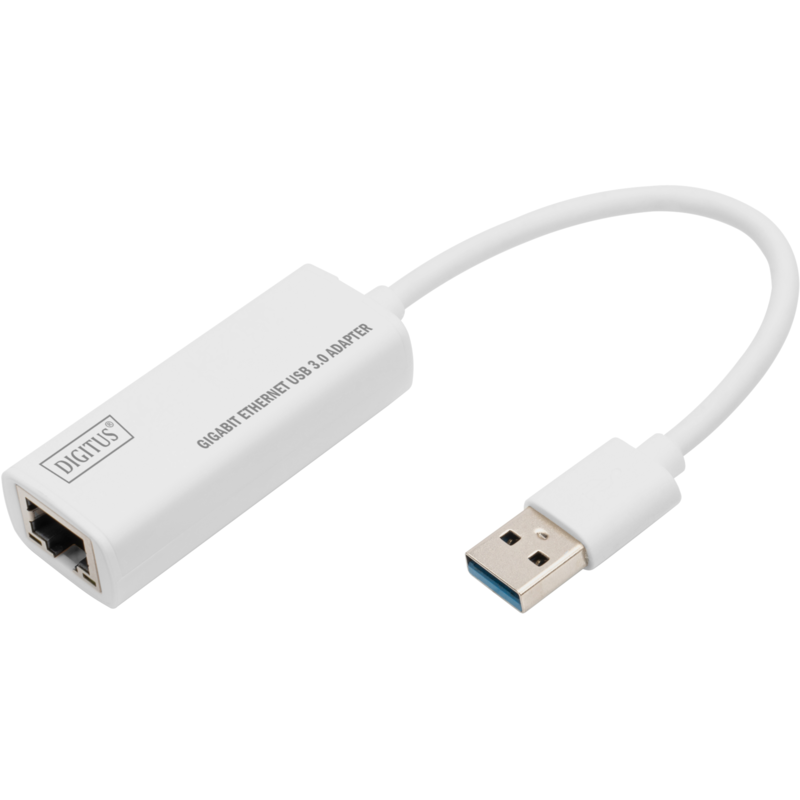 Digitus USB 3.2 Gen 1 Adapter, USB-A Stecker > RJ-45 Buchse LAN-Adapter, weiß
