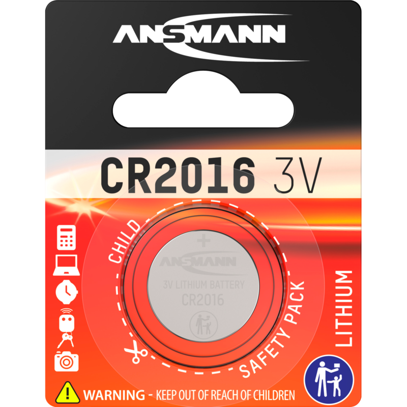 Ansmann Lithium Knopfzelle CR-2016 Batterie, silber