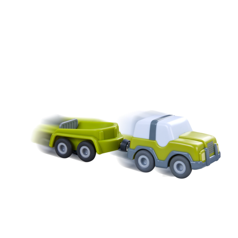 HABA Kullerbü - Geländewagen mit Anhänger Spielfahrzeug, anthrazit/weiß
