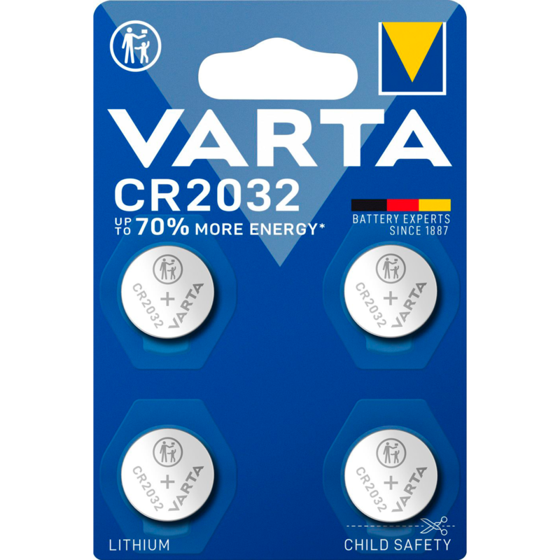 VARTA Lithium Coin Knopfzelle CR2032, 3Volt Batterie, 4 Stück