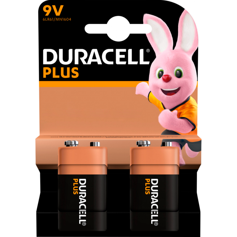 Duracell Plus Batterie, 2 Stück, E-Block (9-Volt-Block)