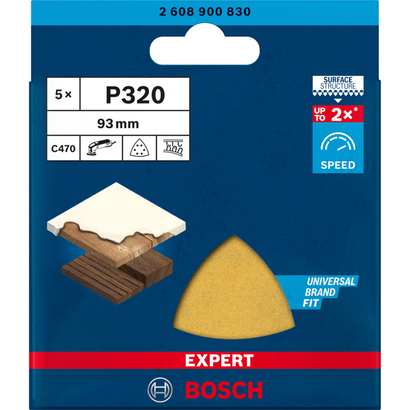 Bosch Professional Expert C470 Schleifblatt, 93mm, K320, 5 Stück, für